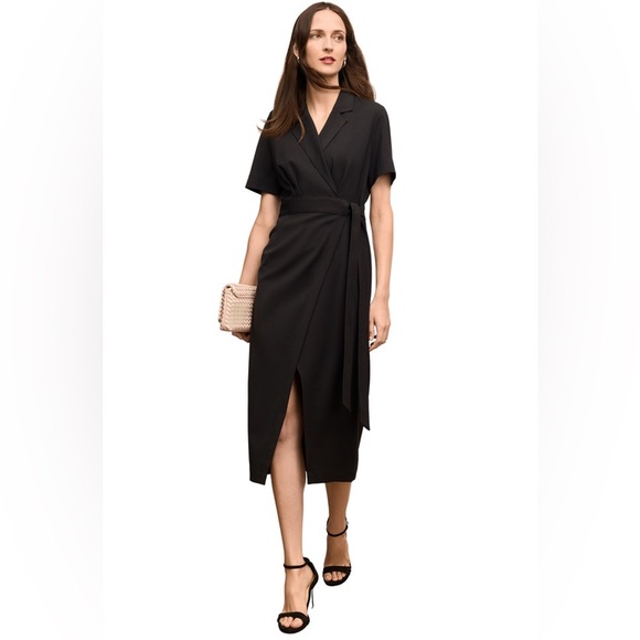 MM Lafleur The Arlette Wrap Dress - Air Twill Black NWT Size 12